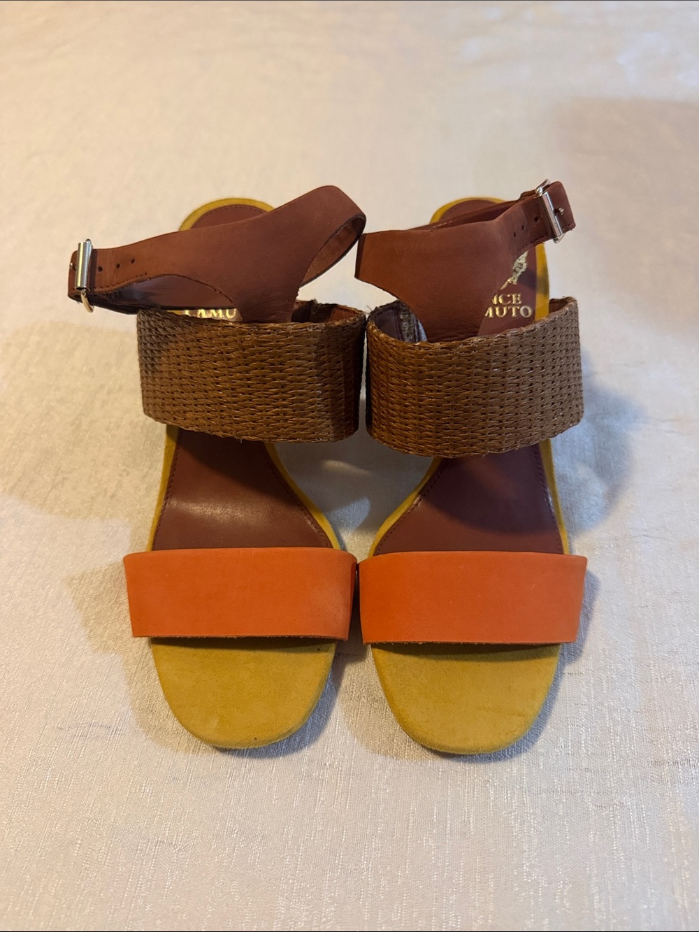 Vince Camuto Orange & Brown Women's Strappy Sandal Heels